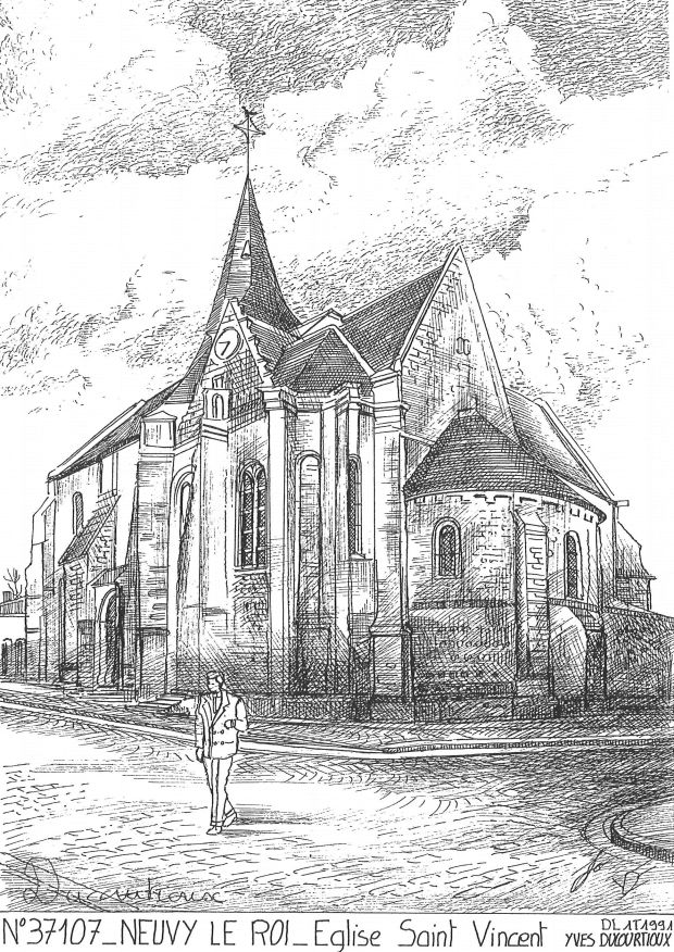 N 37107 - NEUVY LE ROI - église st vincent